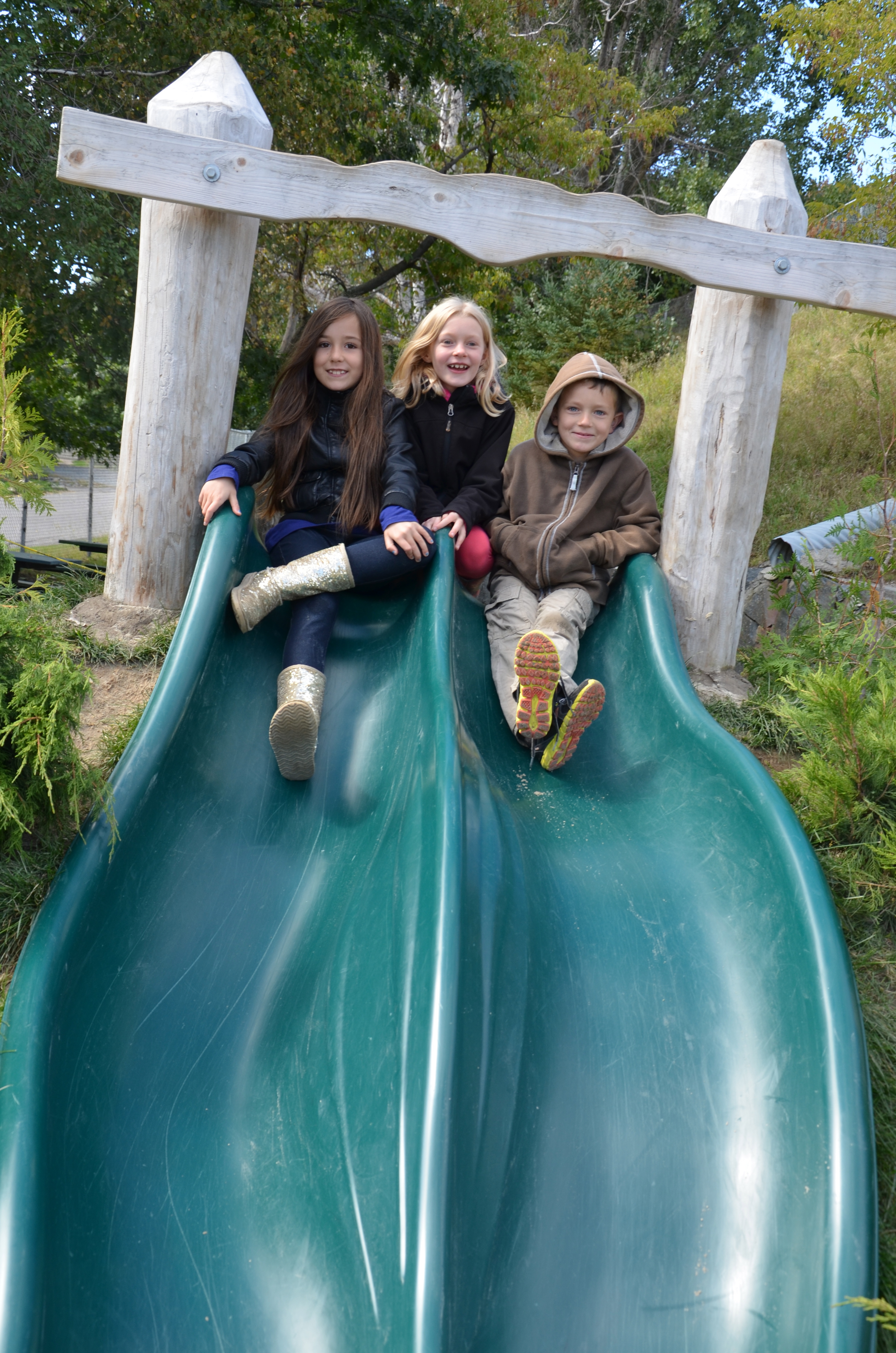 Students on slide