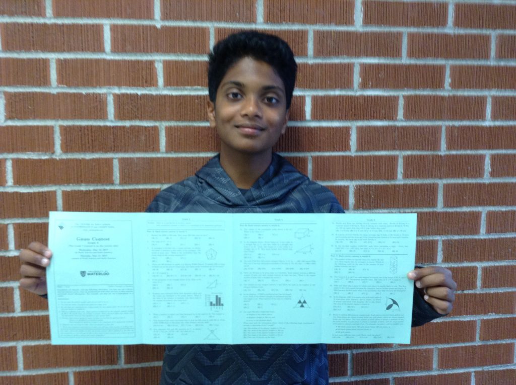 Image of student who won math contest