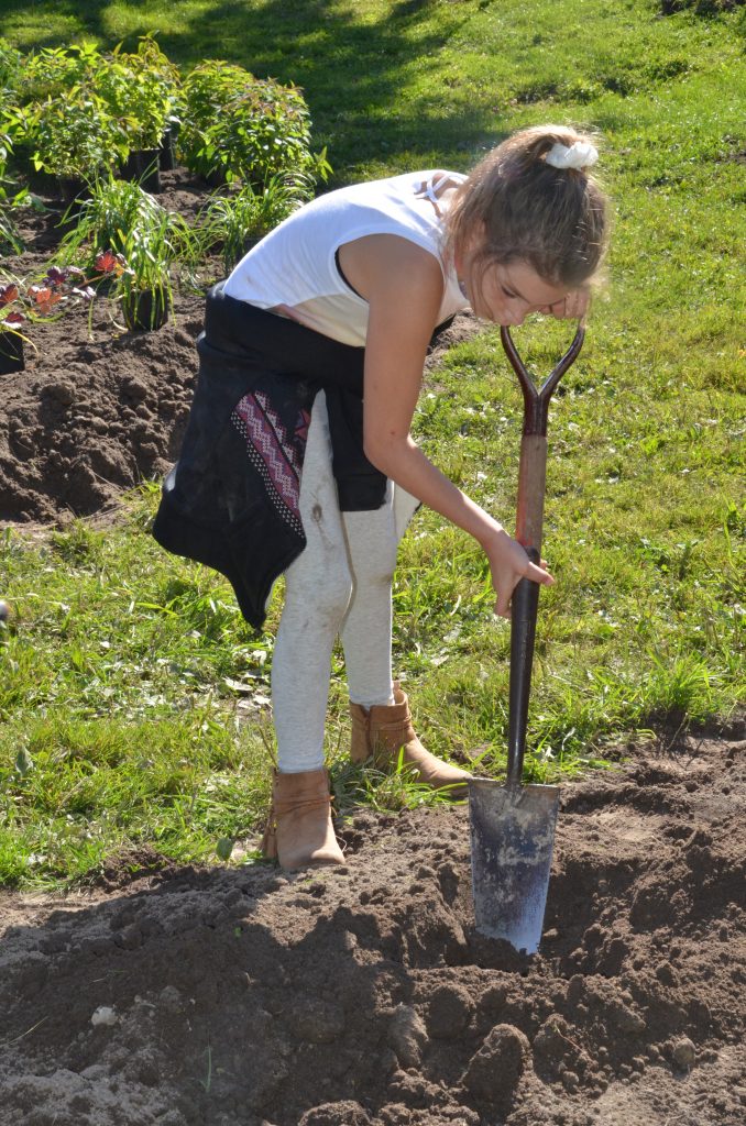 An image of a student planting