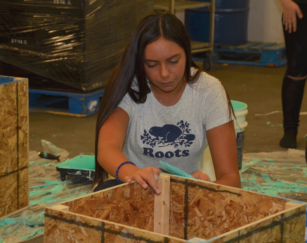 MacLeod's student parliament prime minister painting a donation box
