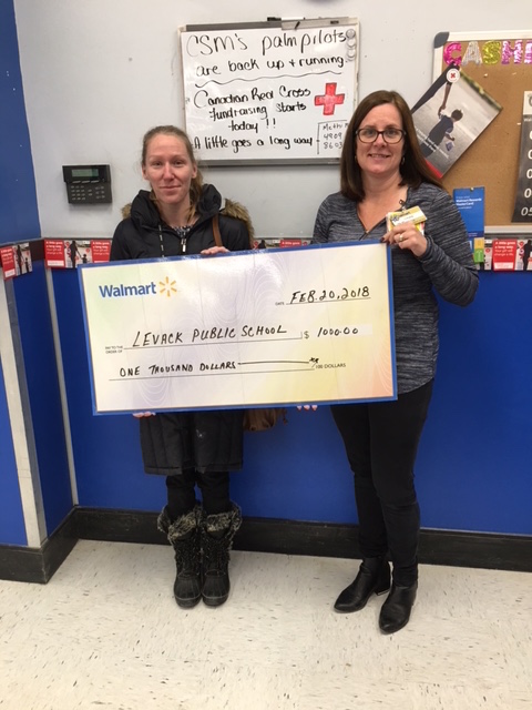 A cheque presentation from WalMart Canada