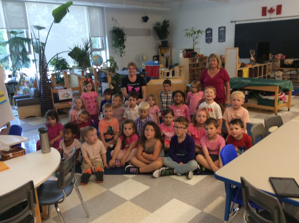Students wearing pink