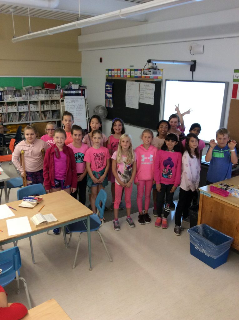 Students wearing pink
