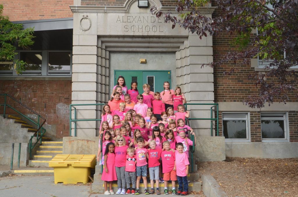 Students wearing pink