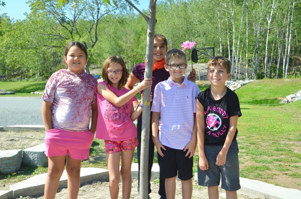 Students wearing pink