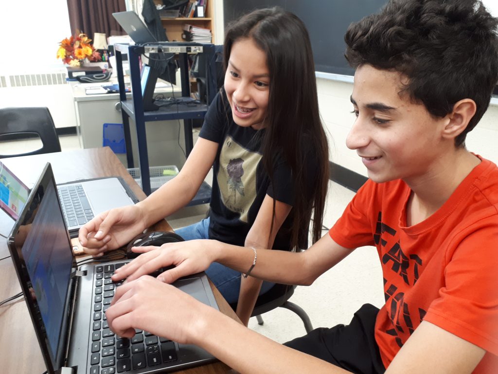 Students working on computers