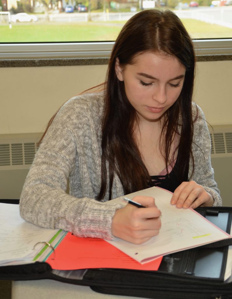 a student practicing math