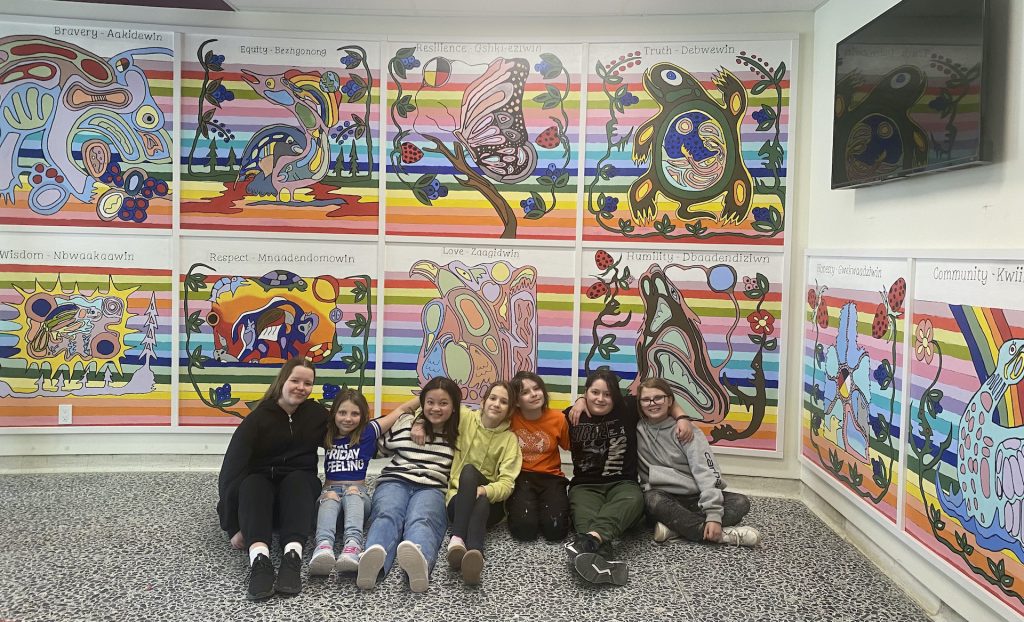 A.B. Ellis students paint Indigenous mural with local artist Michael